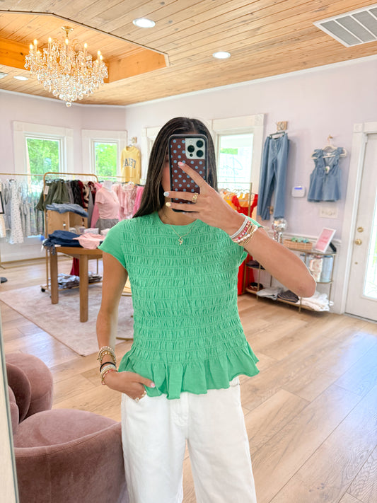 spring smocked top