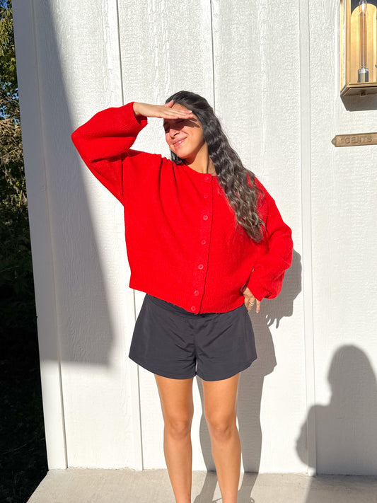 cherry holiday cardigan