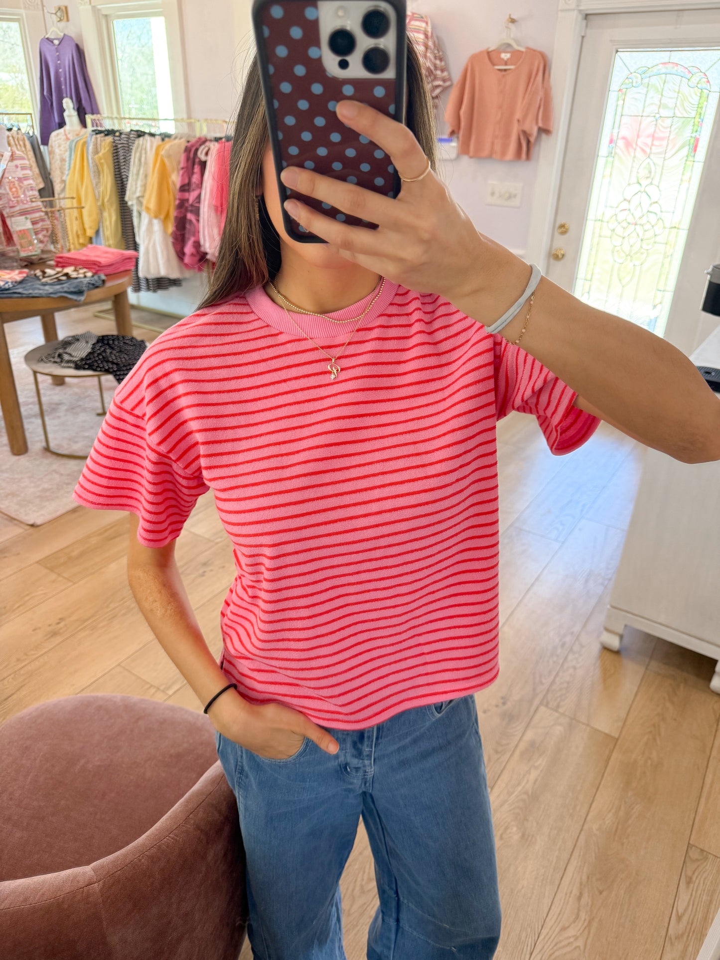 the Macie striped top -PINK