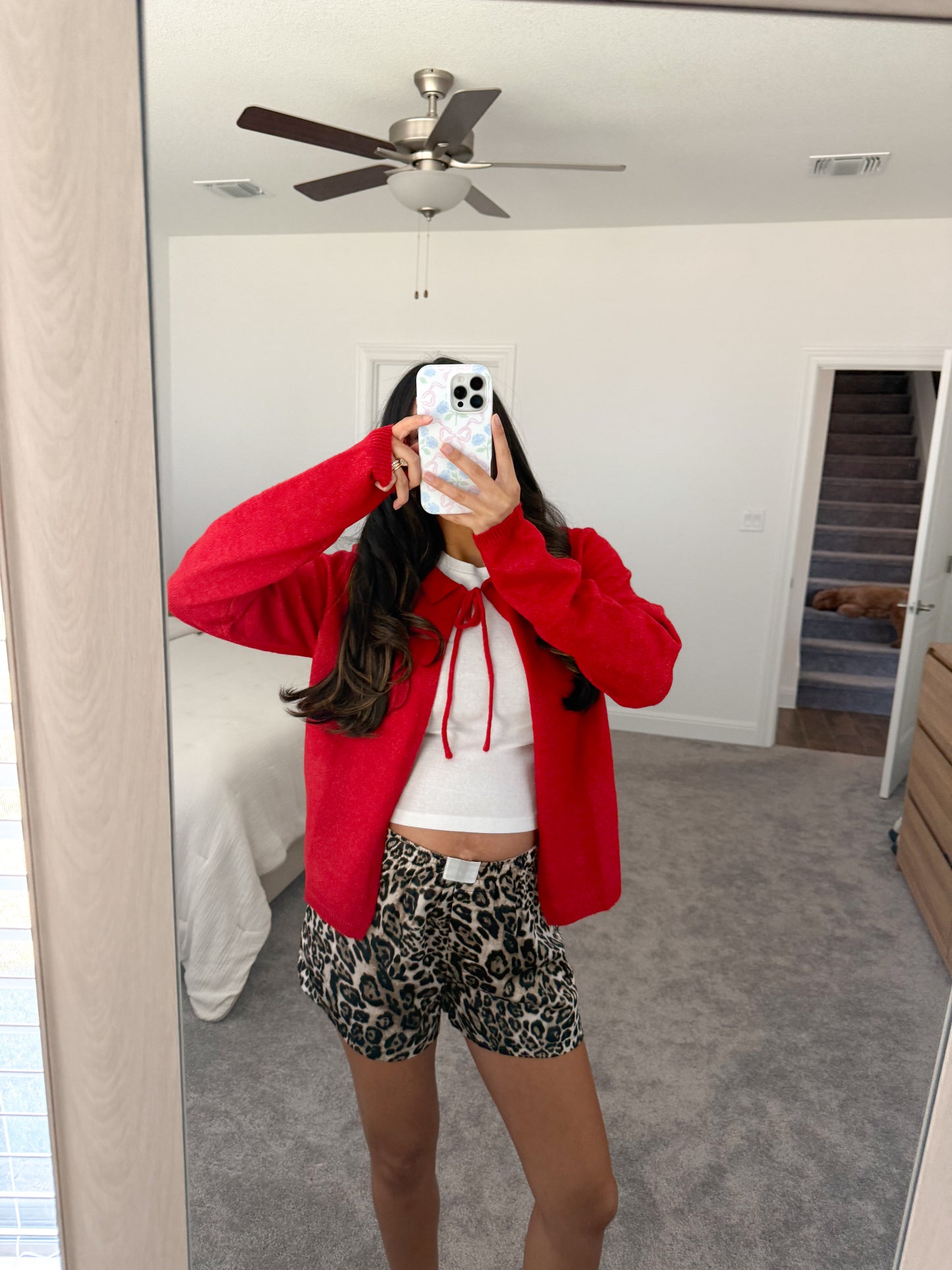 red bow cardi