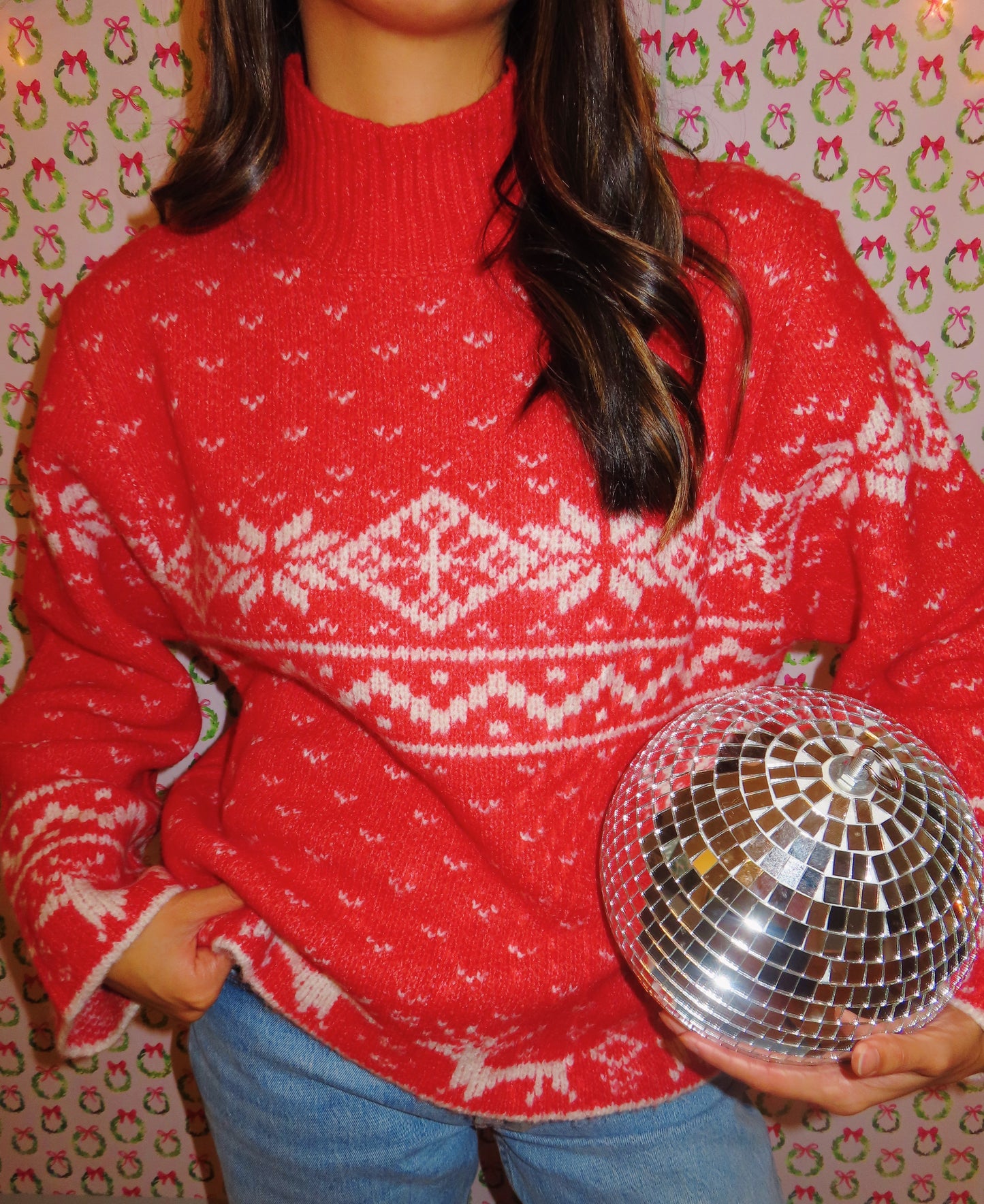 vintage holiday sweater -RED