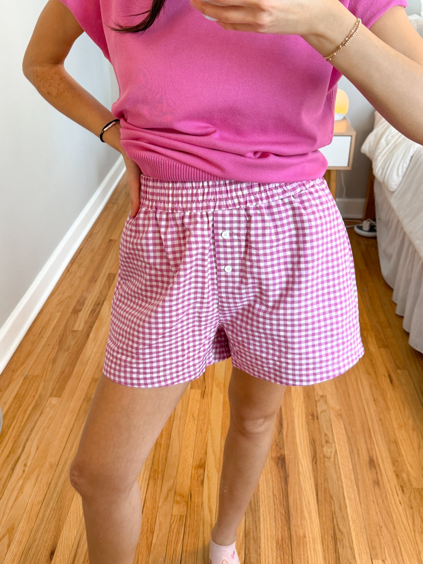 butterfly garden shorts -PINK