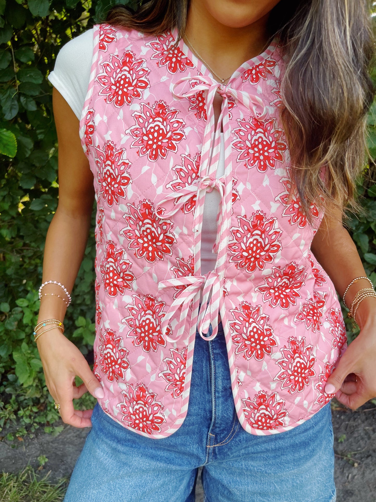 preppy rose bow vest