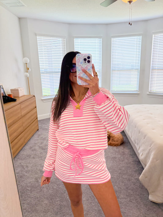 beachy striped set -PINK