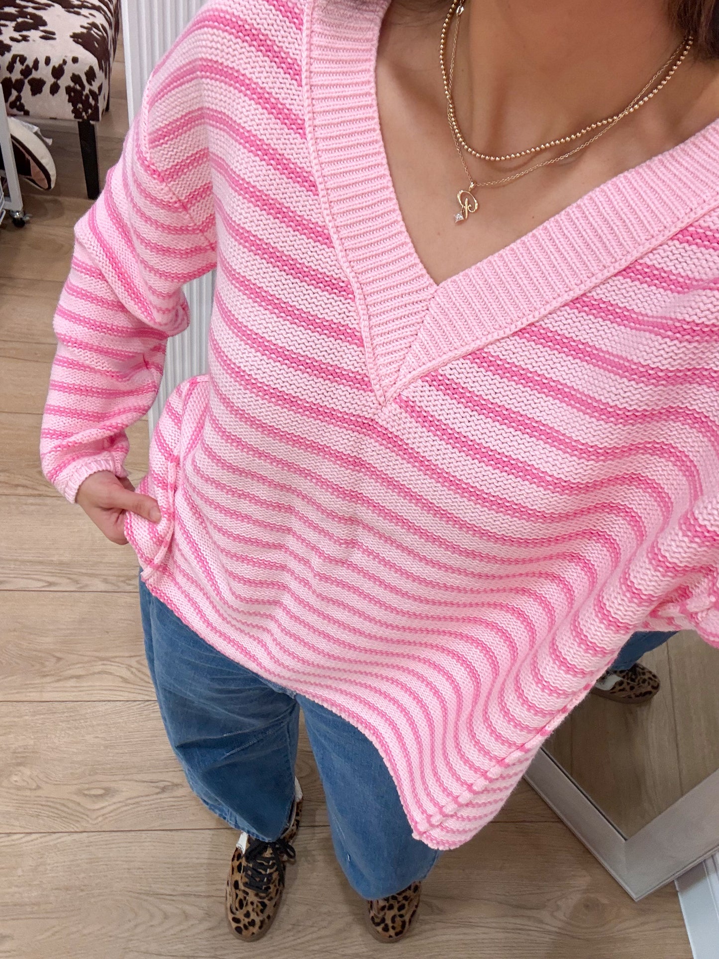 candy striped pullover