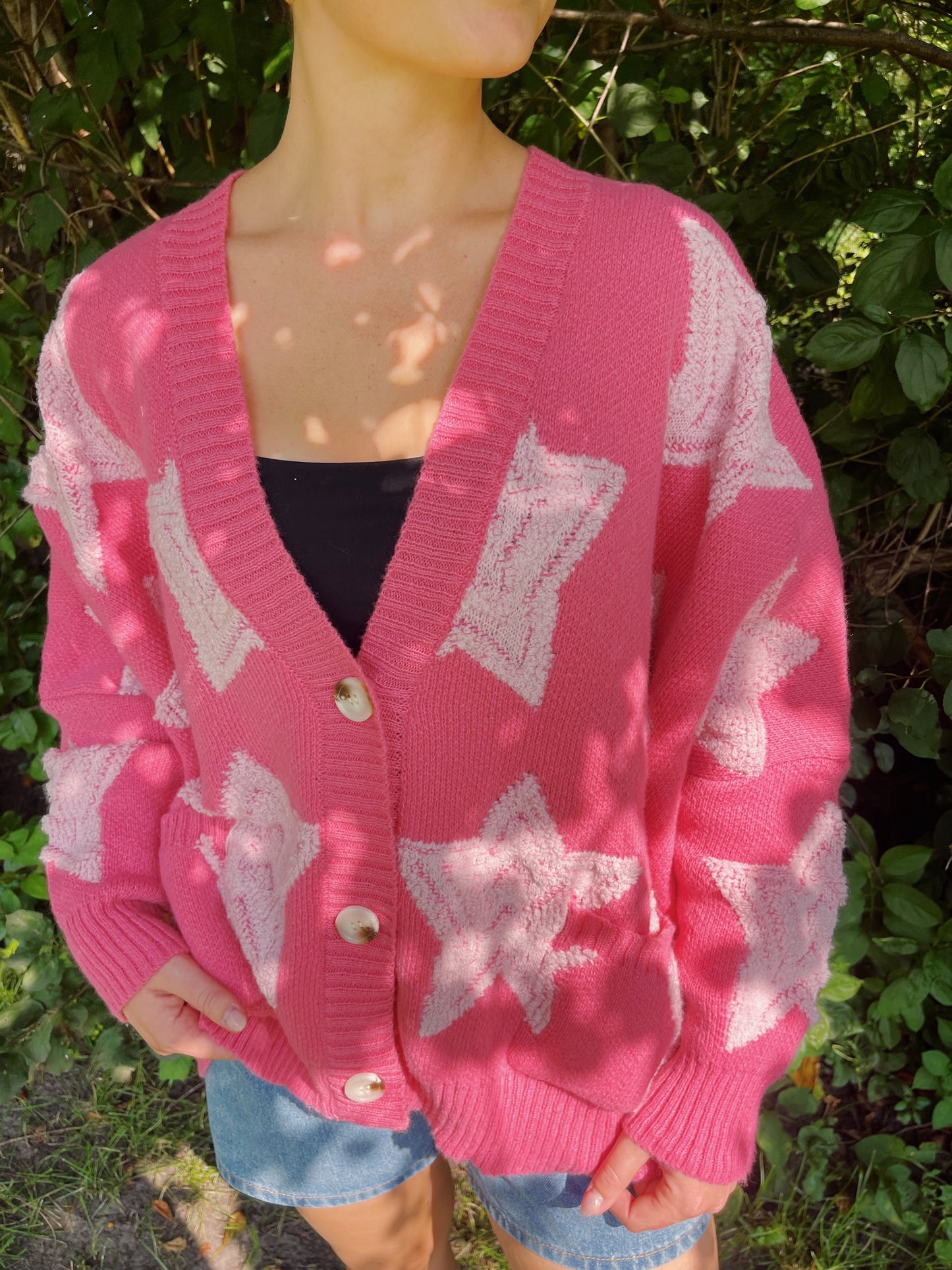 starry cardigan -PINK/WHITE