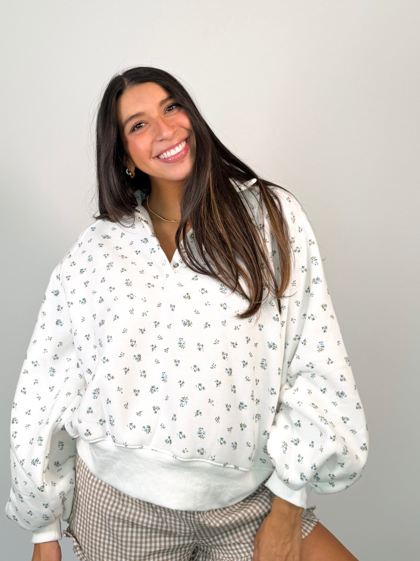 the Piper pullover -BLUE FLORAL