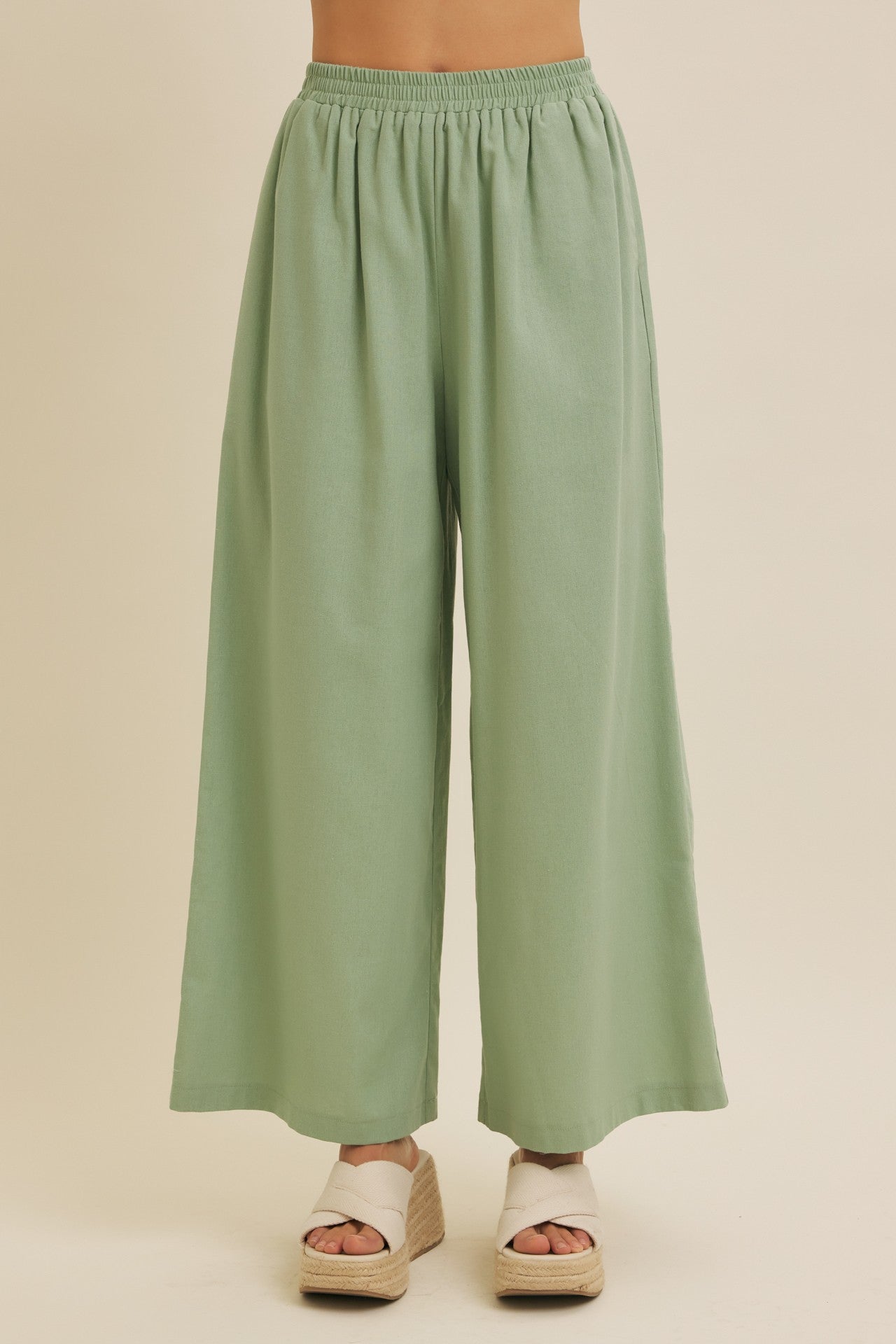 seafoam linen pants