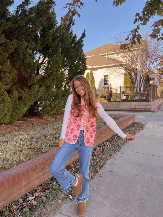 preppy rose bow vest