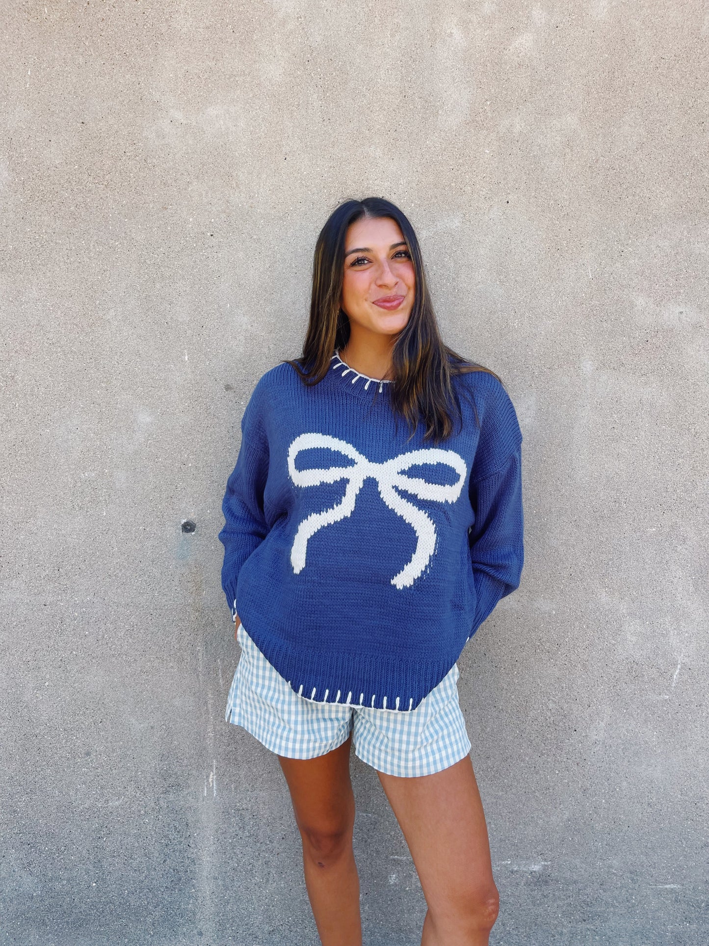 Sarah ribbon sweater -NAVY