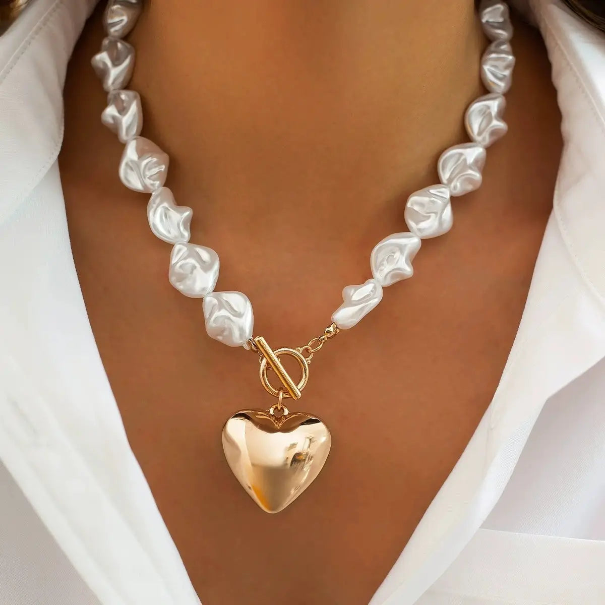 pearled heart necklace