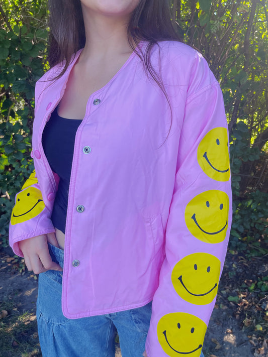 all smiles bomber jacket