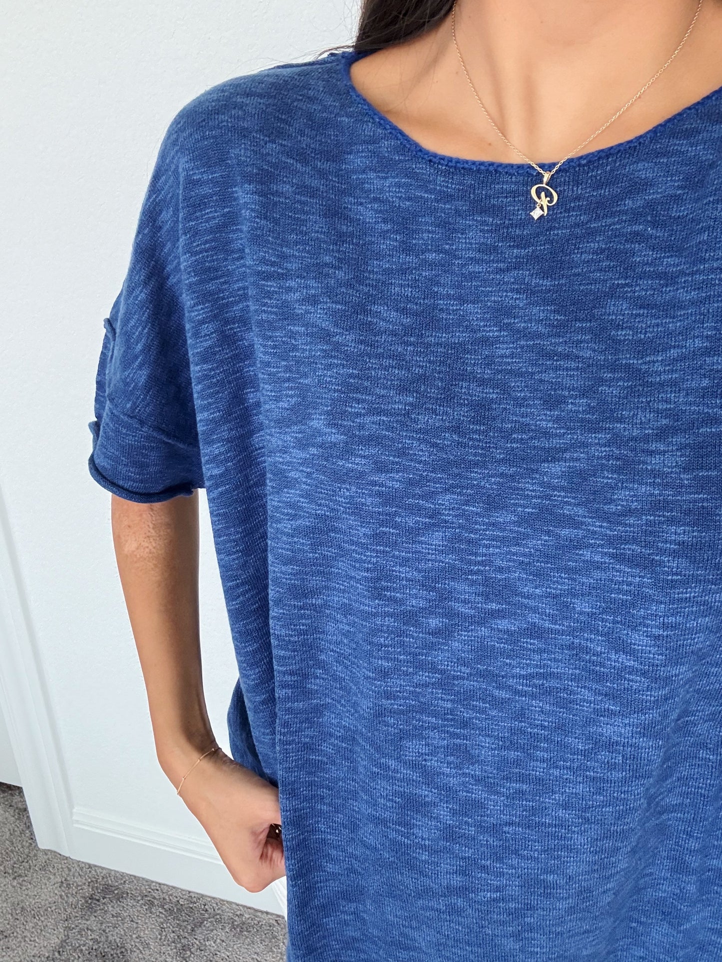 the basic oversized top -BLUE