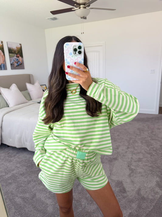lovely striped set -LIME