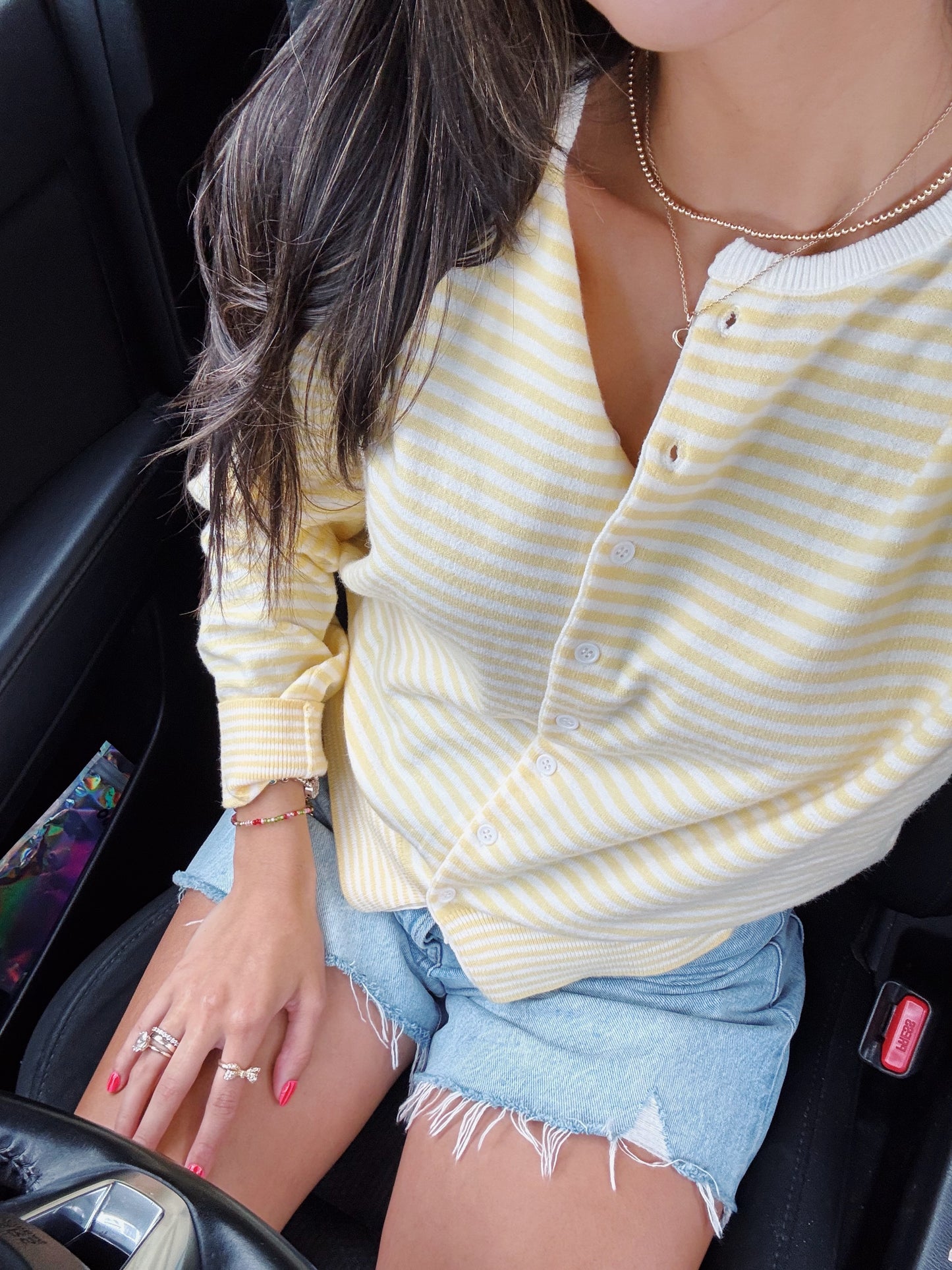 candy striped cardigan -BUTTER