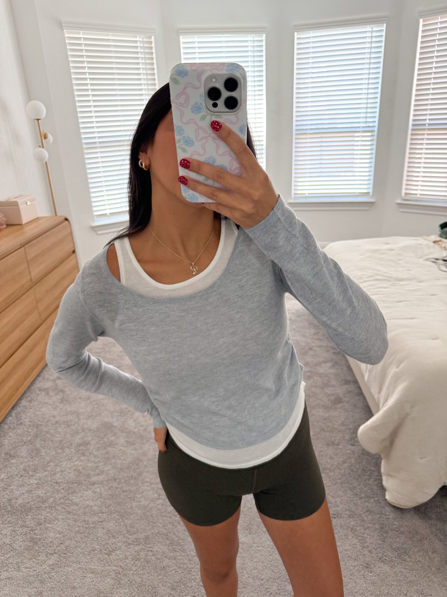 soft layered top -H.GREY