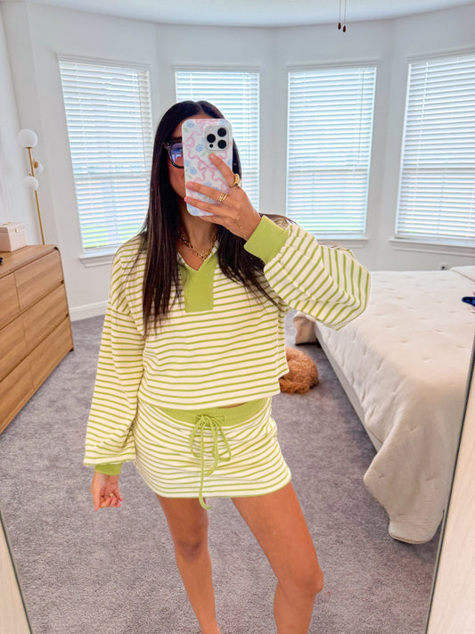 beachy striped set -LIME