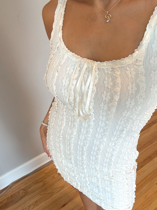 ivory dream laced mini dress