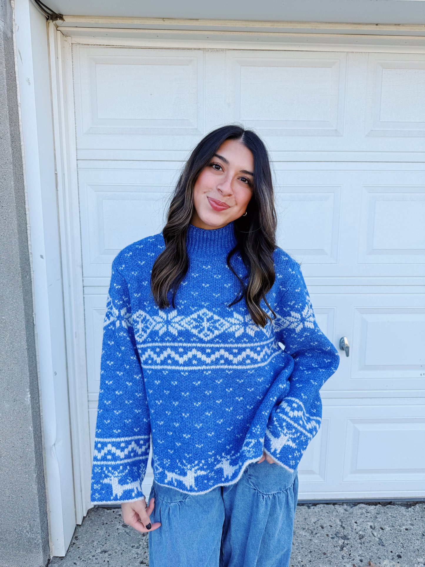 vinage holiday sweater -BLUE