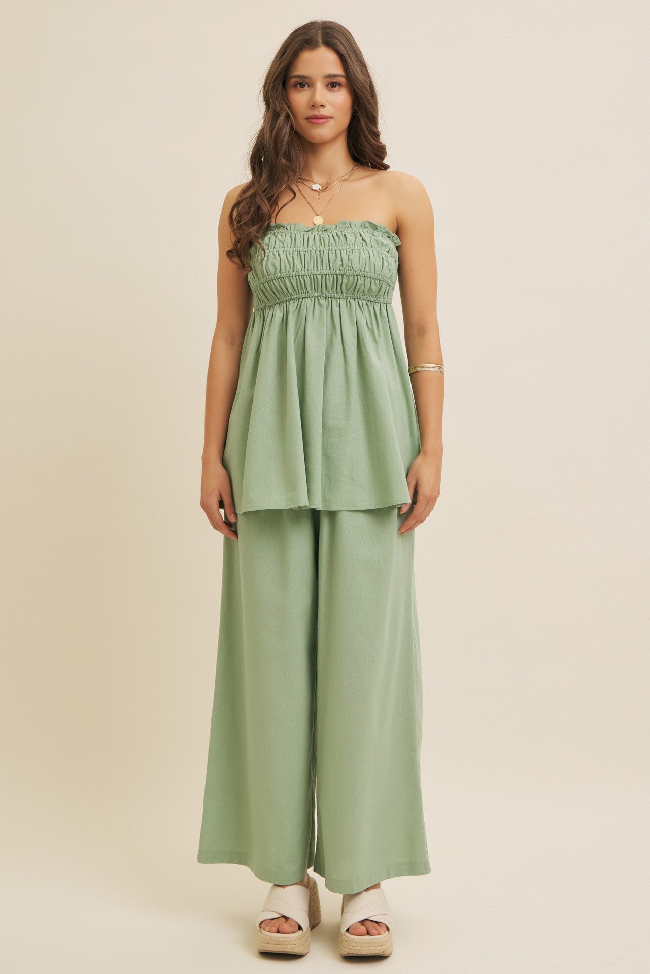 seafoam linen pants
