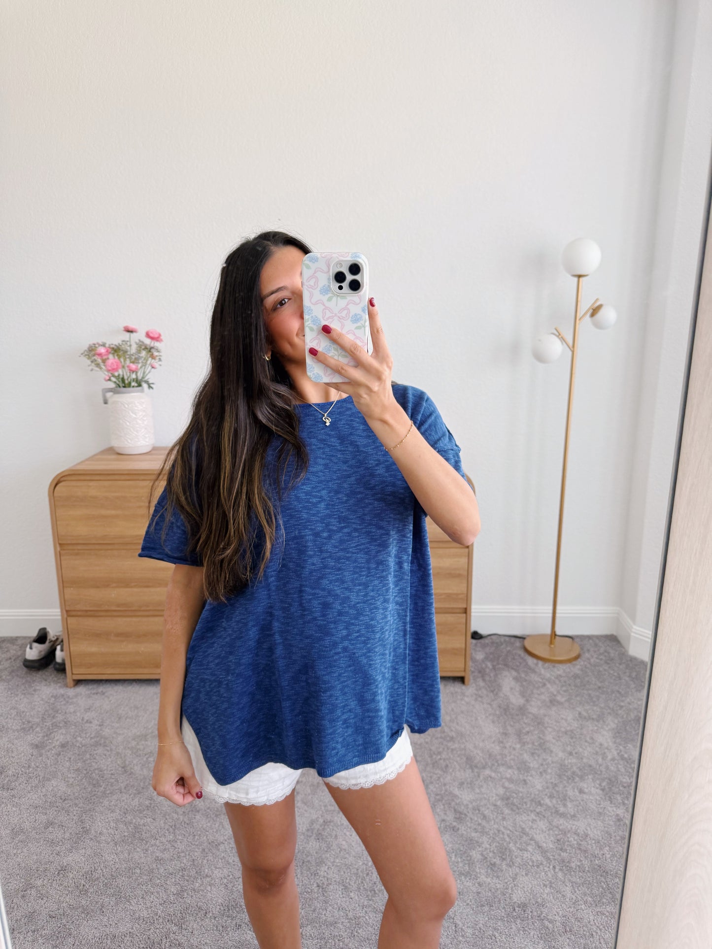 the basic oversized top -BLUE