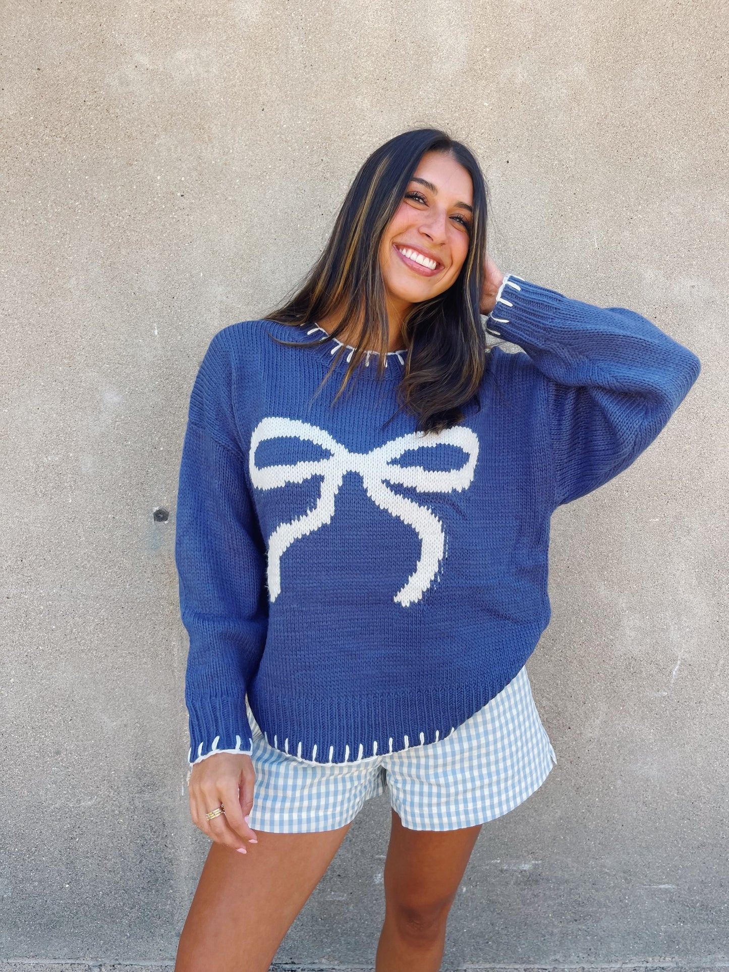 Sarah ribbon sweater -NAVY