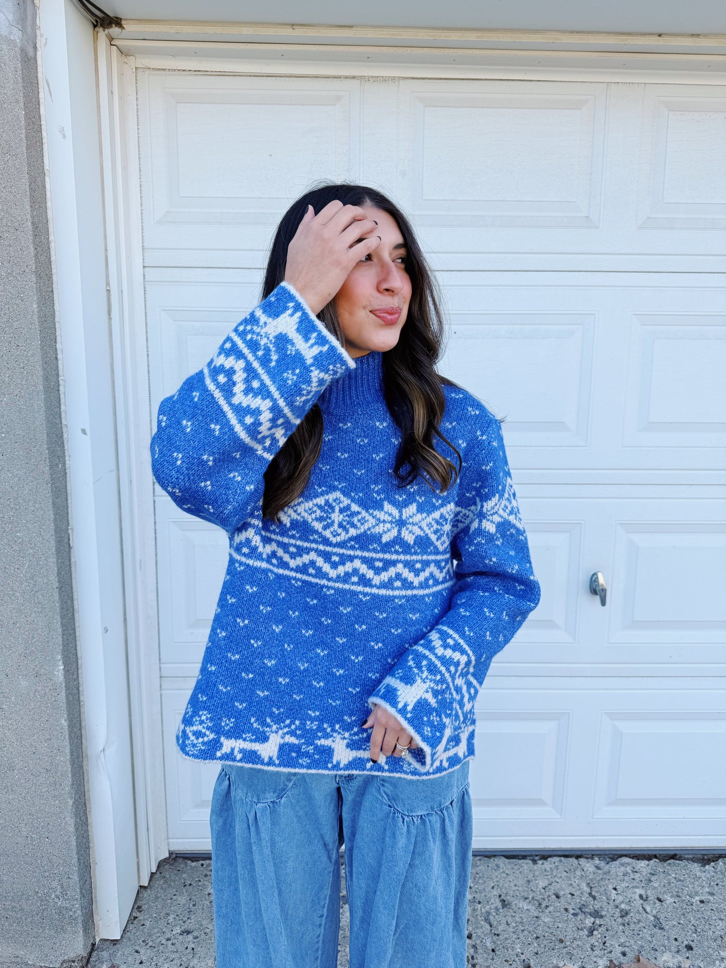 vinage holiday sweater -BLUE