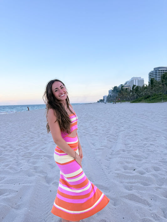 bright sunset midi dress