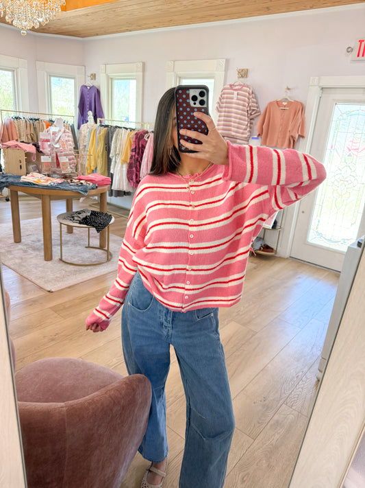 the Lorie cardigan -ROSE STRIPED
