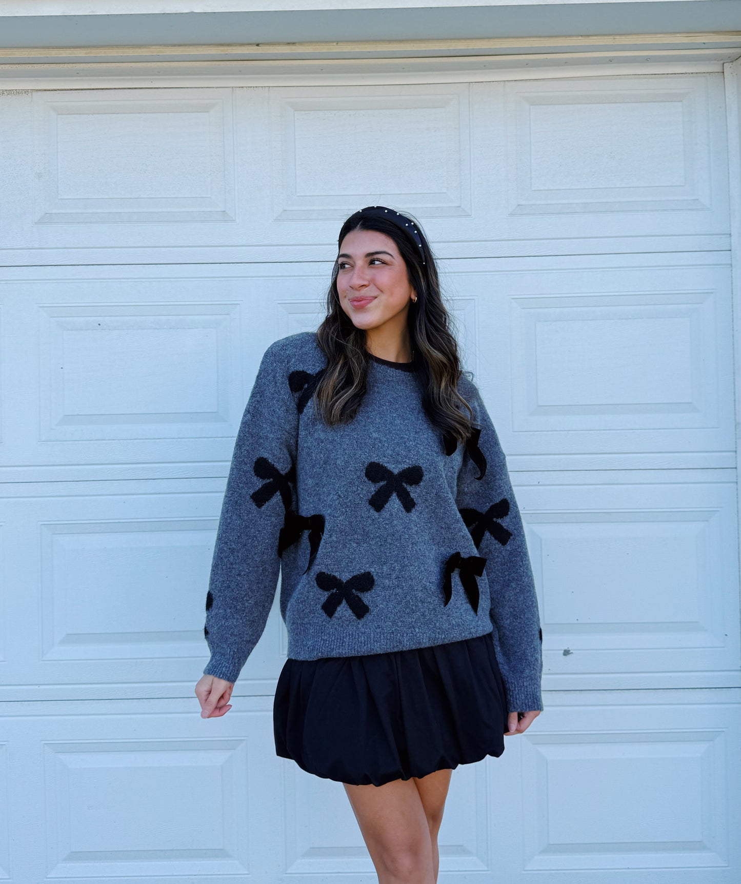 bow velvet sweater