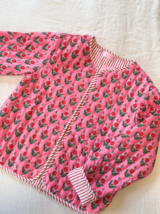 pink flower preppy jacket