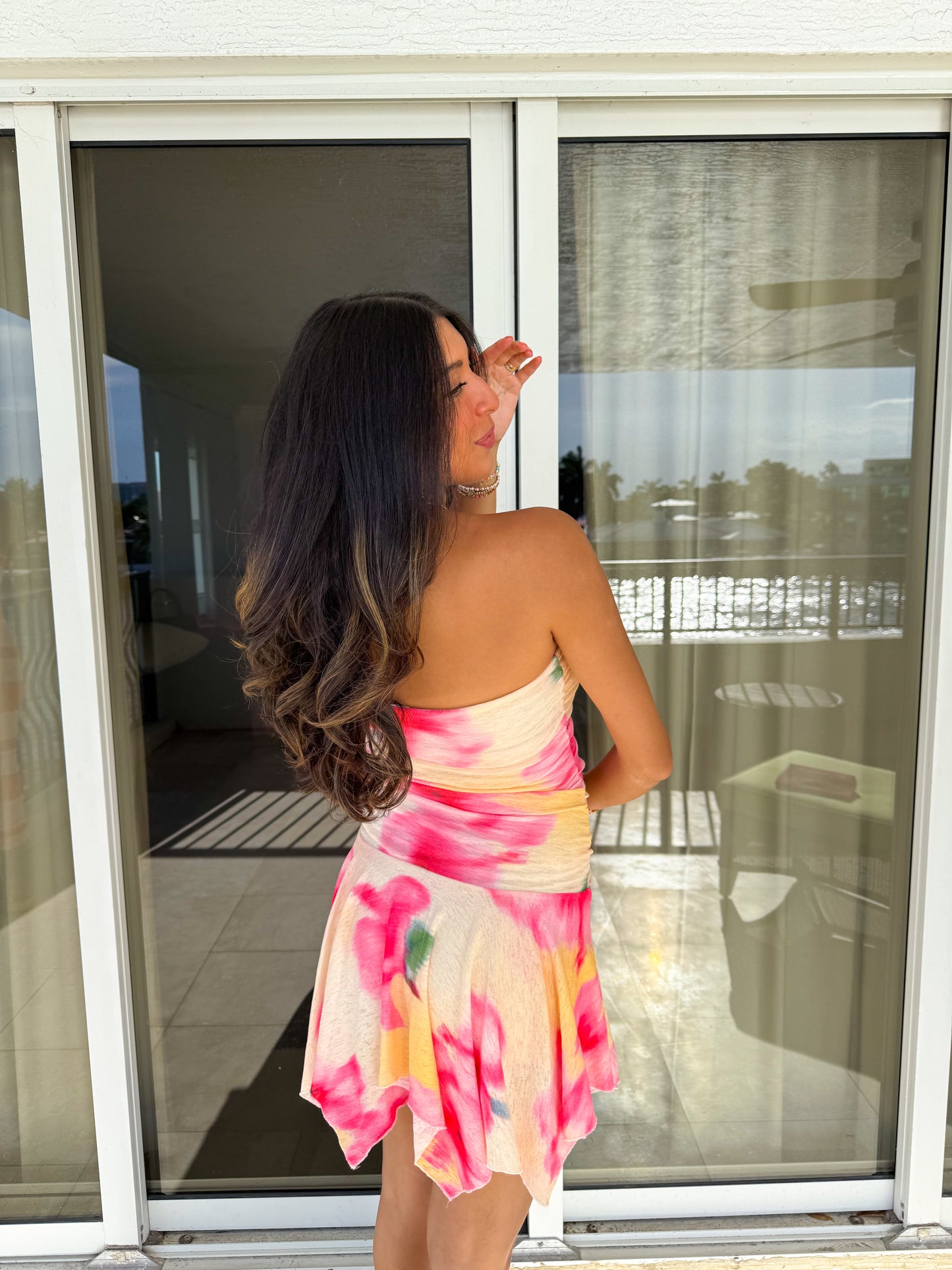 lemon floral mini dress