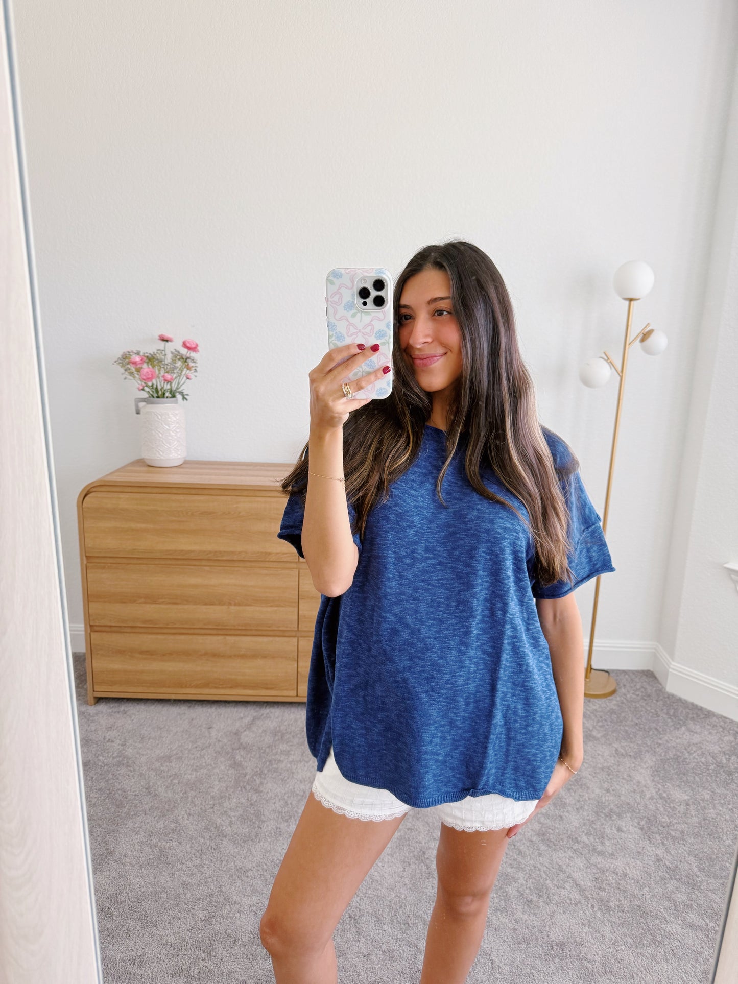 the basic oversized top -BLUE