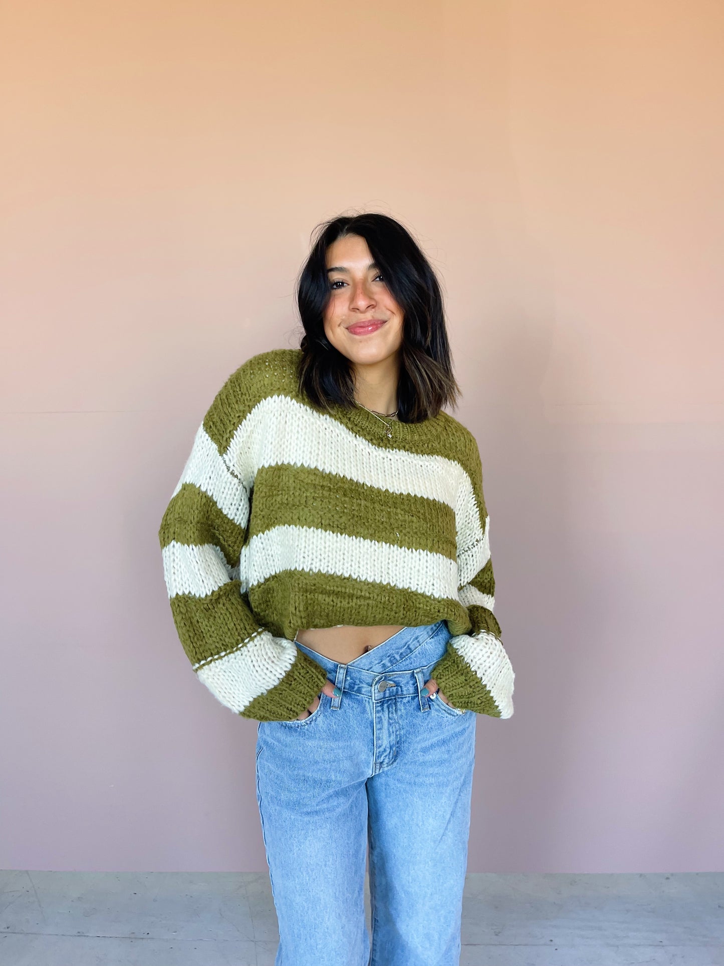 sailor knit sweater -olive