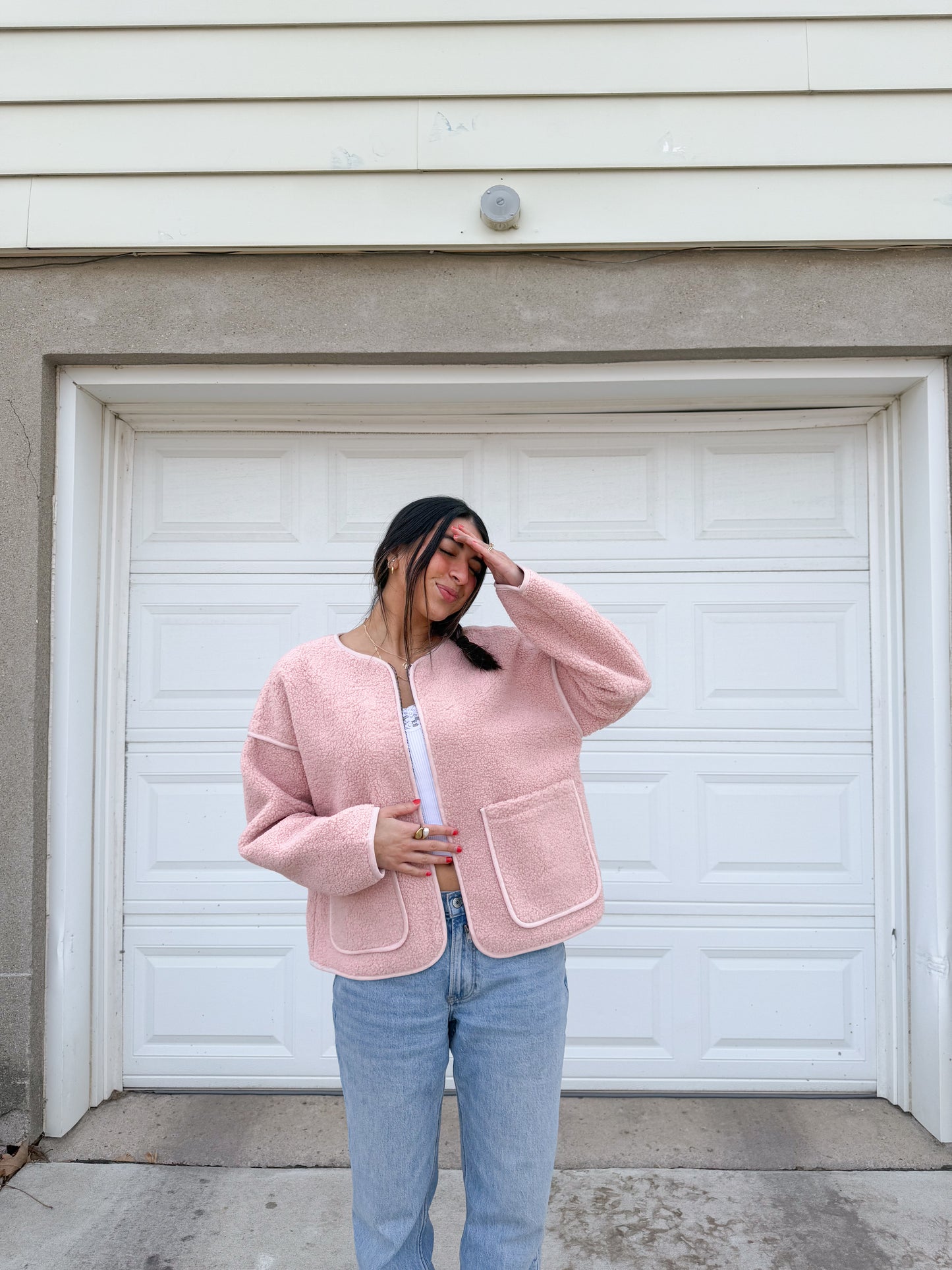 pink teddy sherpa jacket