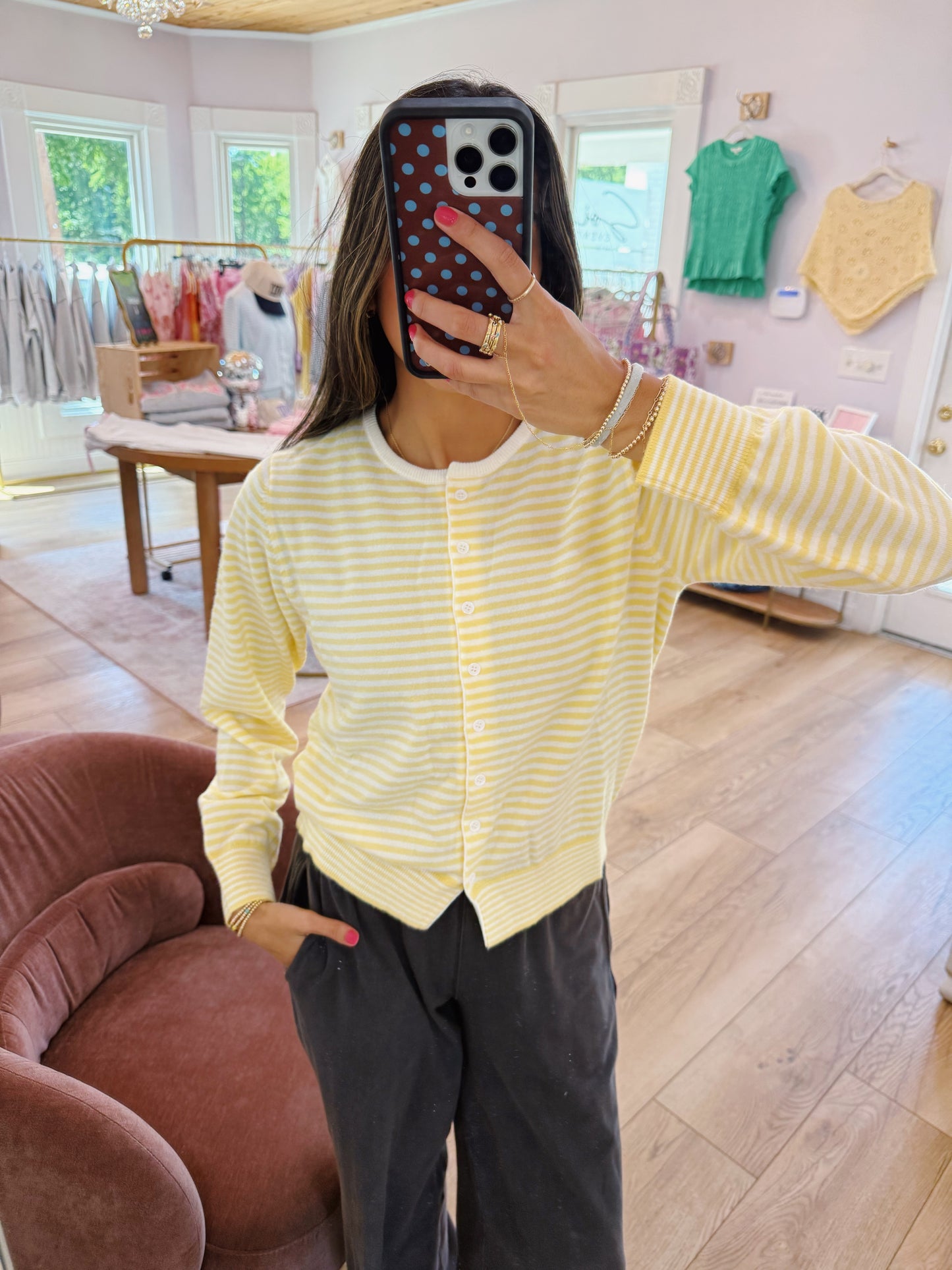 candy striped cardigan -BUTTER