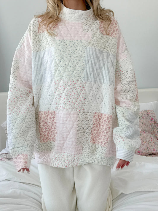 summer quilted mockneck