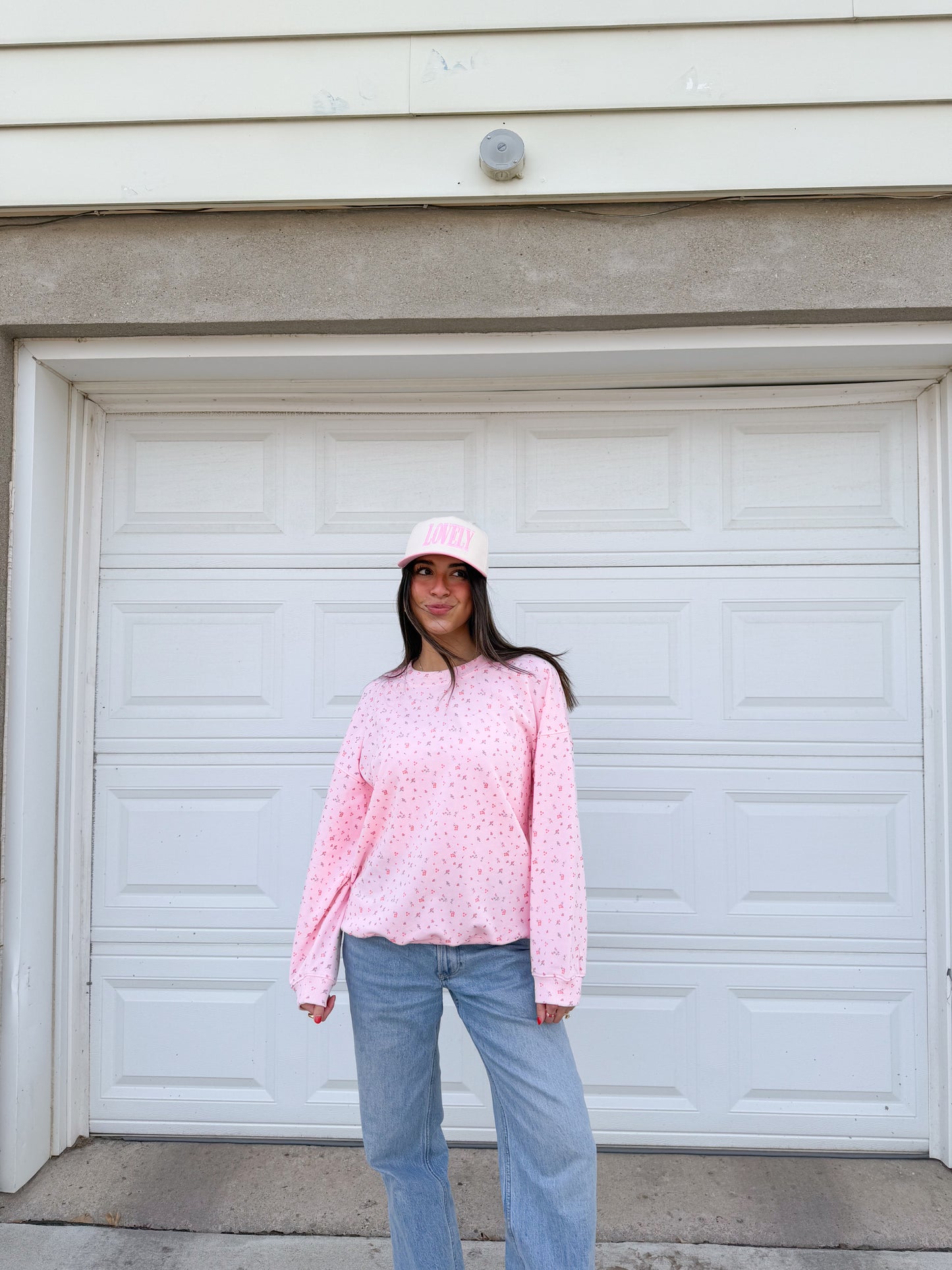 pink rose oversized crewneck