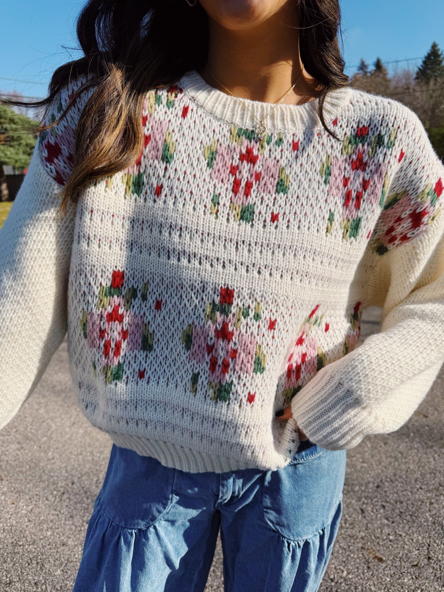 christmas floral sweater