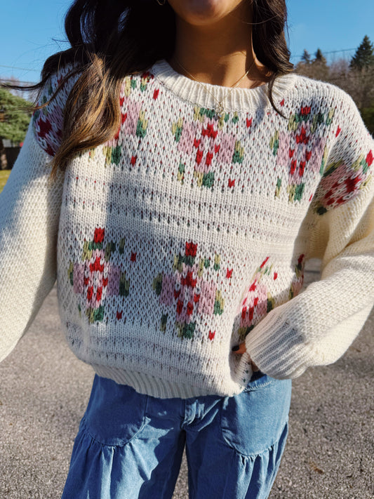 winter floral sweater