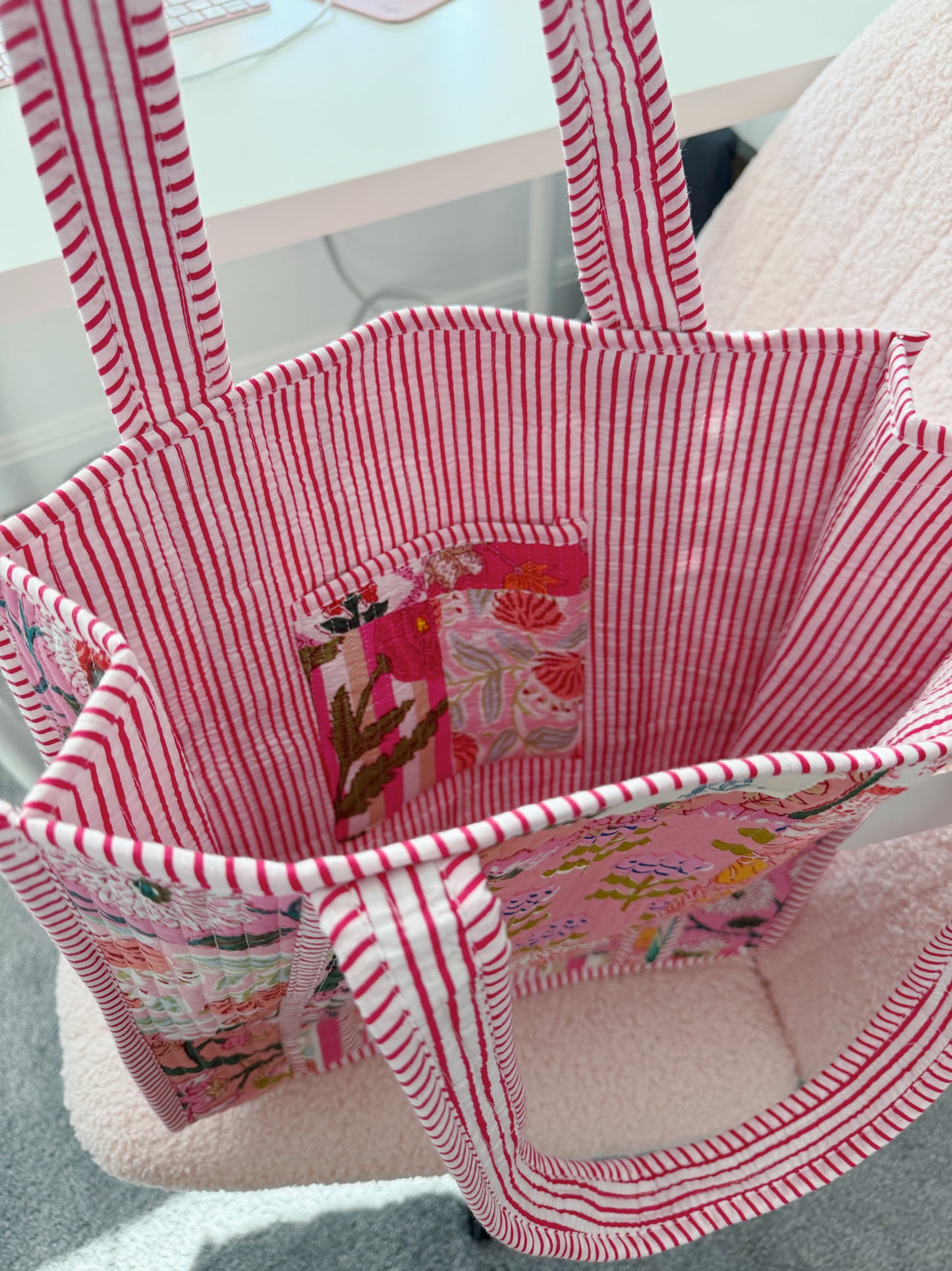 the pink city patchwork bag