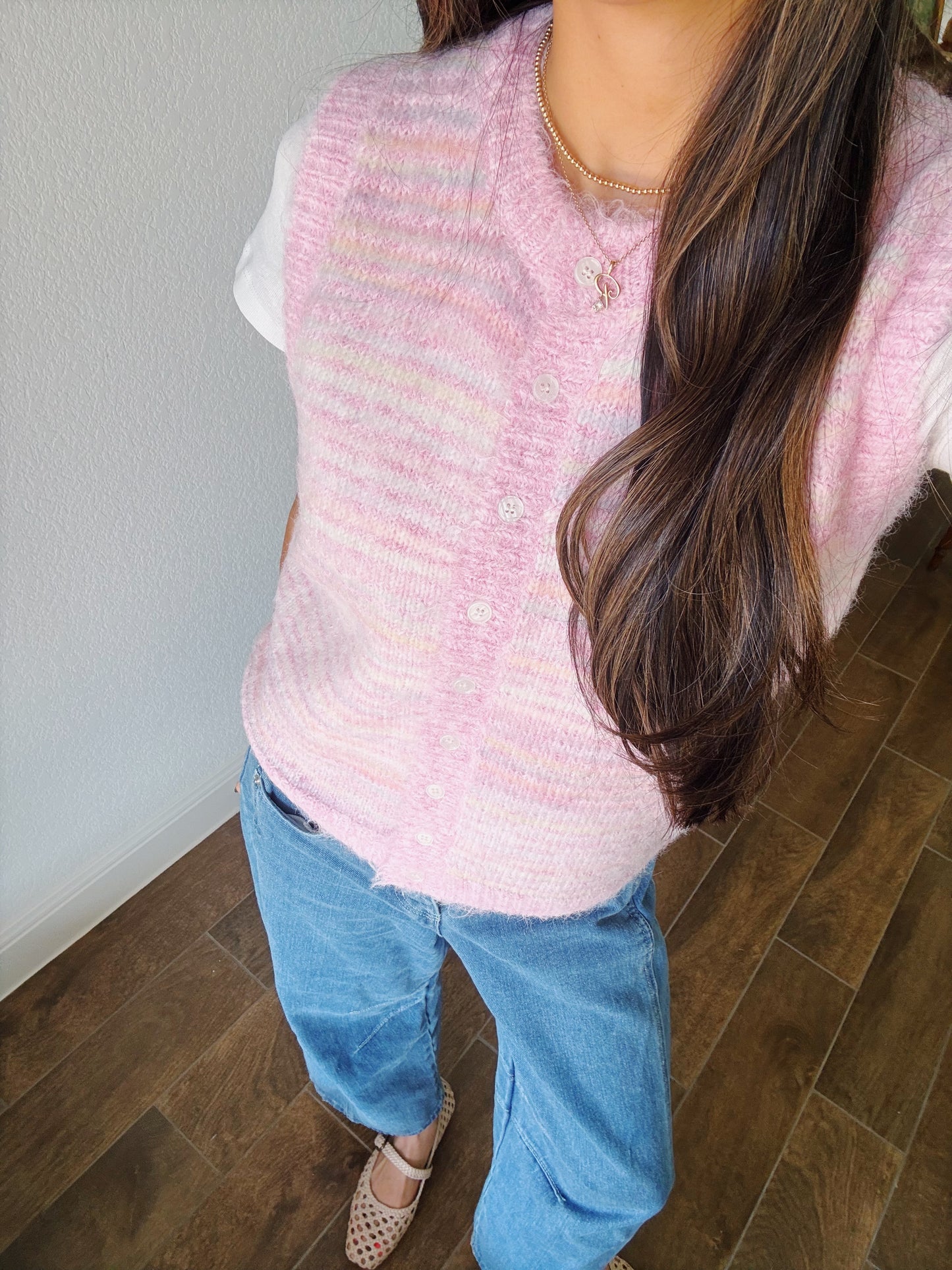 cotton candy rainbow vest