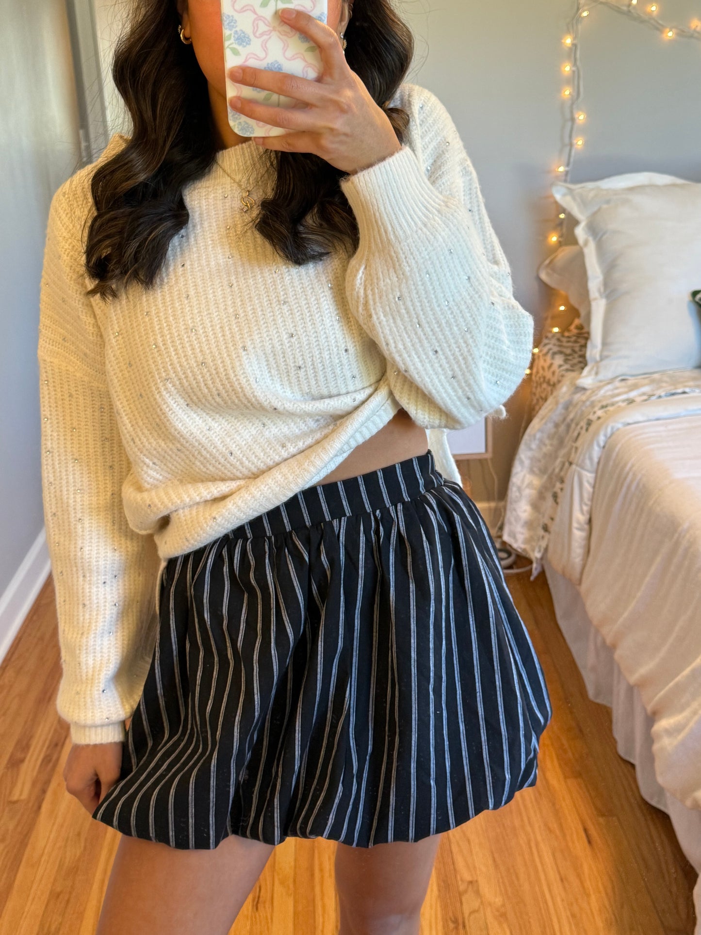 bubble mini skirt -STRIPED