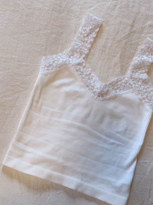 fallin for lace tank -WHITE