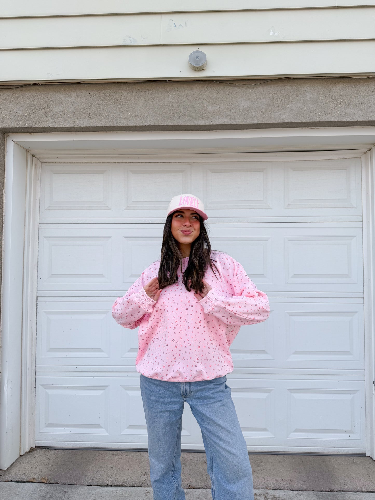 pink rose oversized crewneck