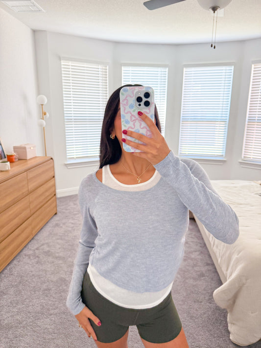 soft layered top -H.GREY