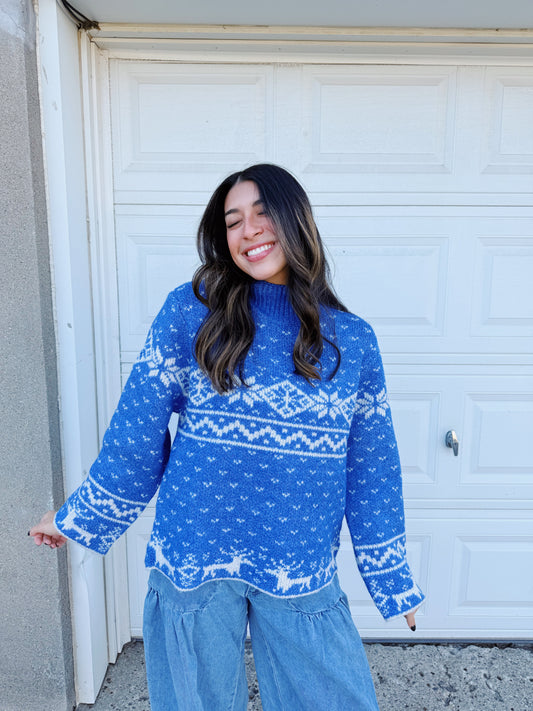 vinage holiday sweater -BLUE