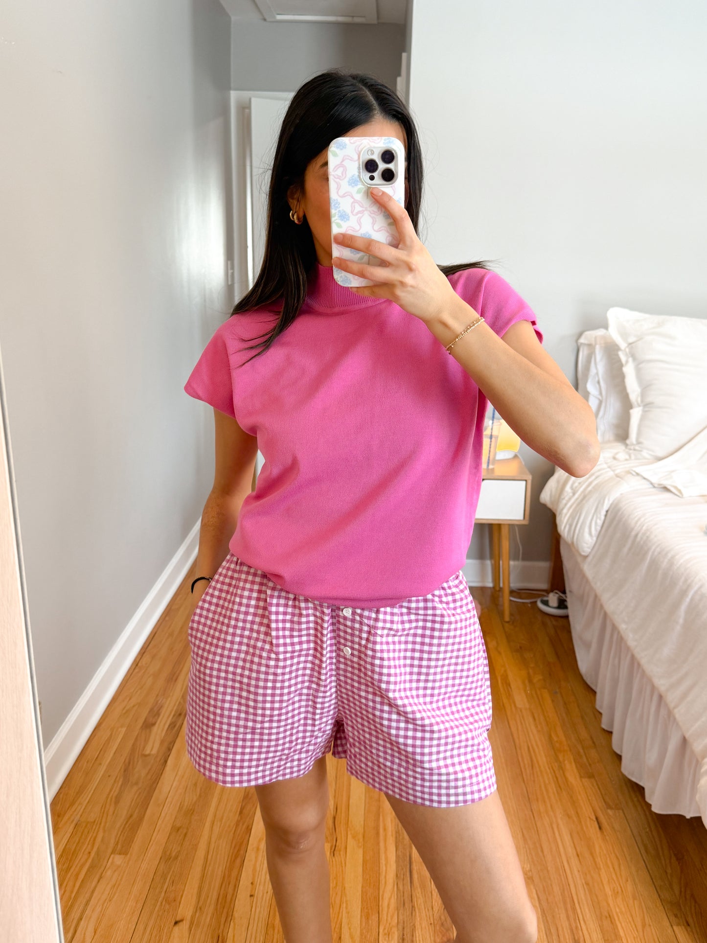 butterfly garden shorts -PINK