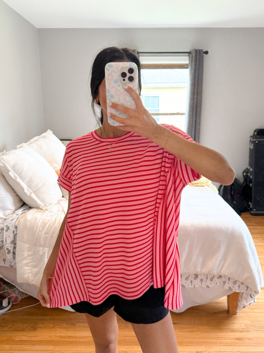 candy striped oversized tee