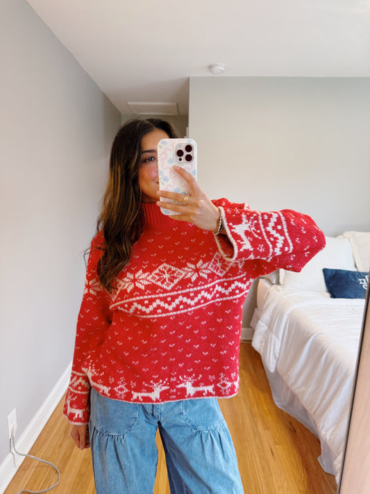 vintage holiday sweater -RED